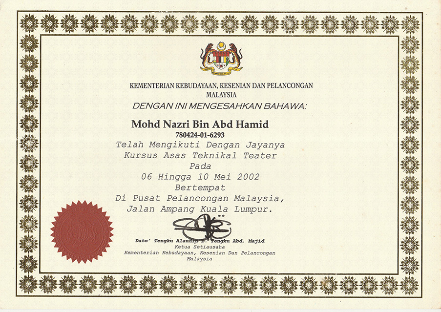 Nazri Teknikal Teater Cert